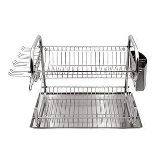 Foto 2 | Escurridor De Platos Acero Inoxidable De 2 Pisos Con Soporte Para Copas, 59 X 33 X 35 Cm