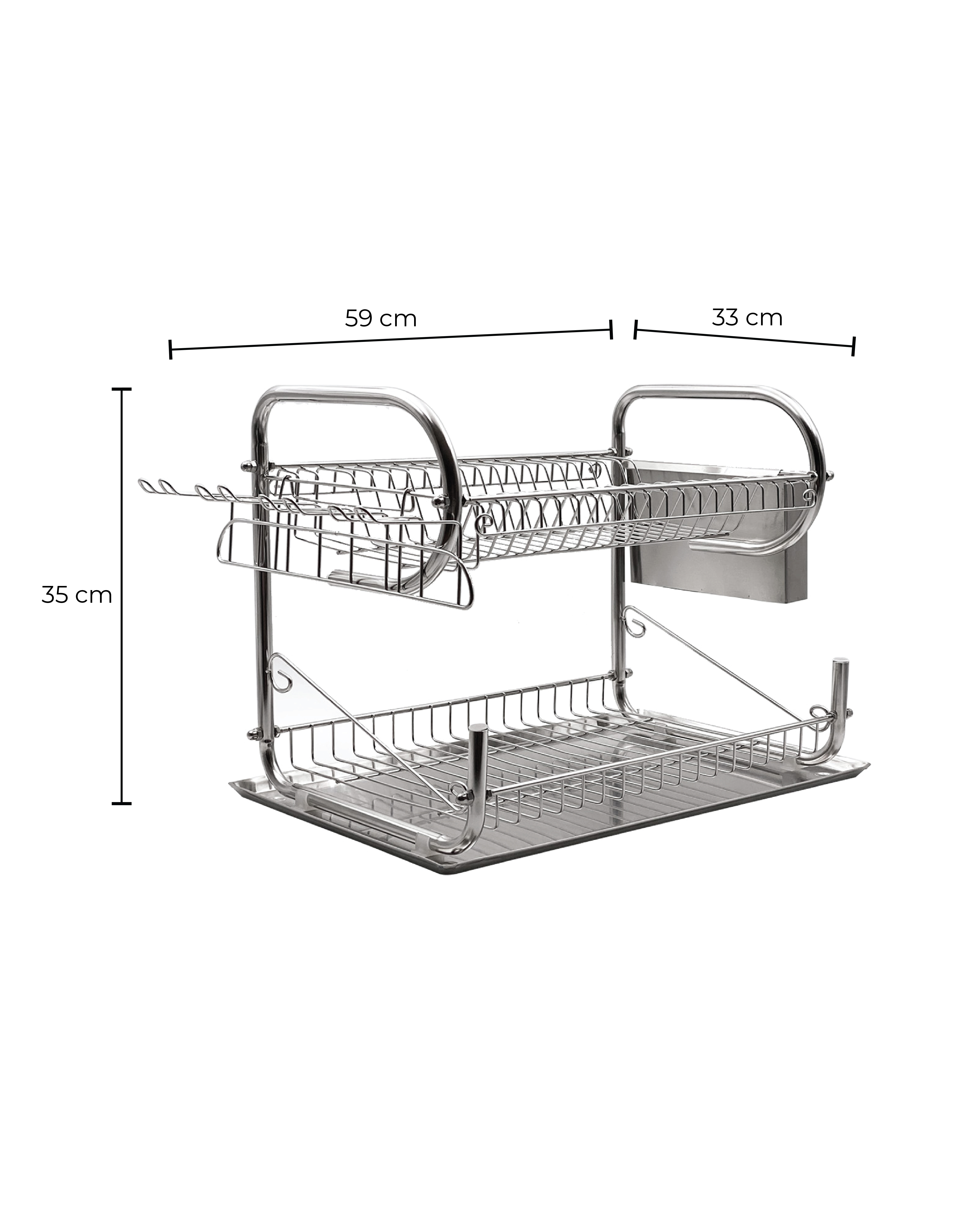 Foto 4 pulgar | Escurridor De Platos Acero Inoxidable De 2 Pisos Con Soporte Para Copas, 59 X 33 X 35 Cm