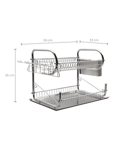 Foto 3 | Escurridor De Platos Acero Inoxidable De 2 Pisos Con Soporte Para Copas, 59 X 33 X 35 Cm