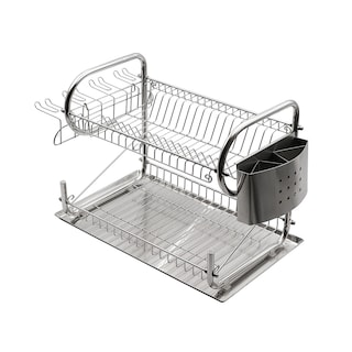 Foto 4 | Escurridor De Platos Acero Inoxidable De 2 Pisos Con Soporte Para Copas, 59 X 33 X 35 Cm