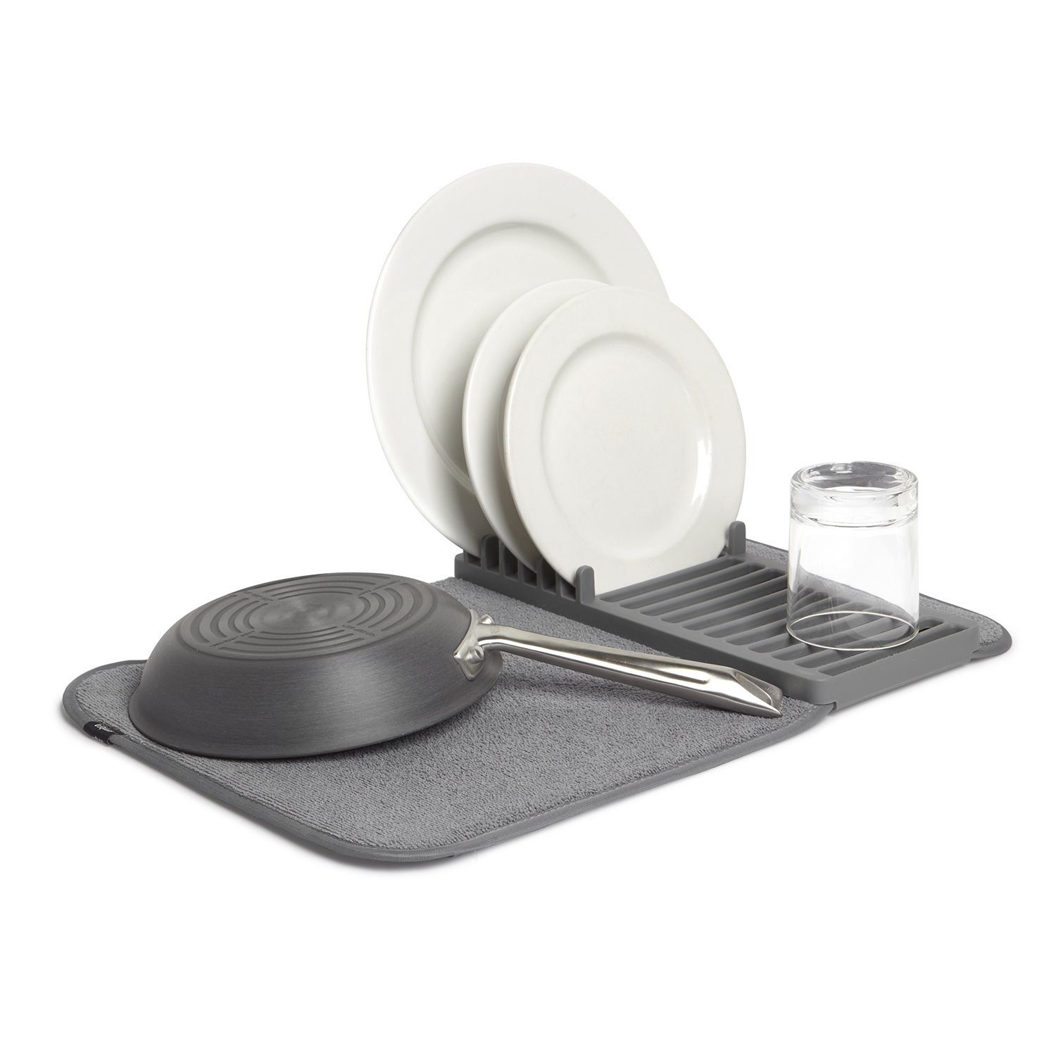 Estante Para Platos Umbra Udry Mini Con Tapete De Secado De Microfibra, Color Gris - Venta Internacional.