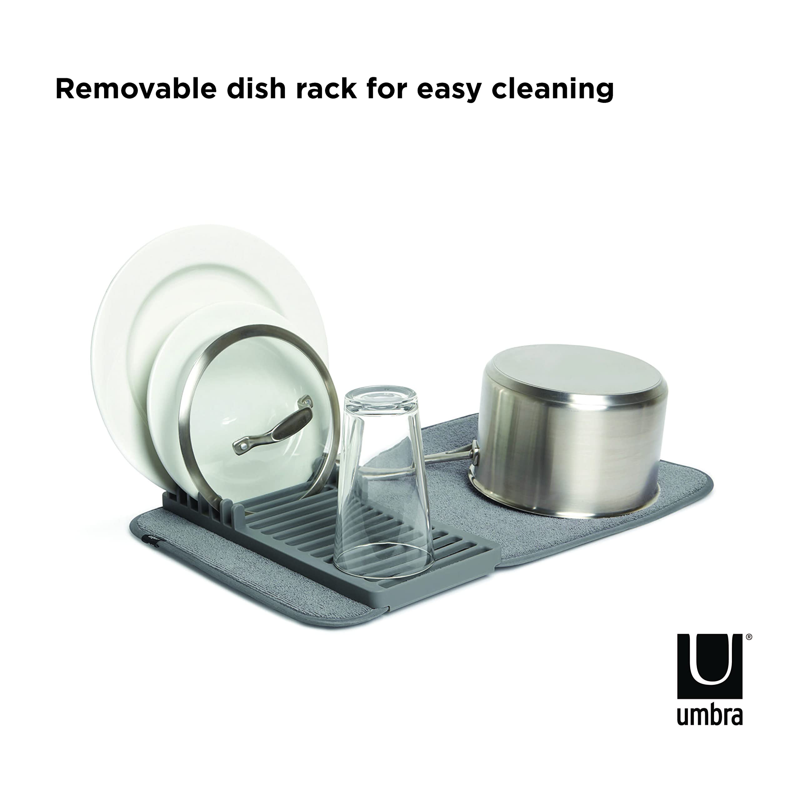 Foto 4 | Estante Para Platos Umbra Udry Mini Con Tapete De Secado De Microfibra, Color Gris - Venta Internacional.