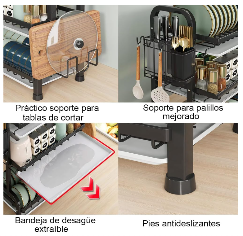 Foto 4 pulgar | Escurridor De Platos Xtellar De 3 Niveles Color Negro