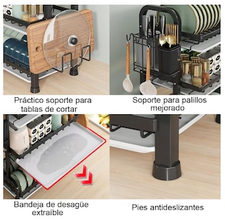 Foto 3 | Escurridor De Platos Xtellar De 3 Niveles Color Negro
