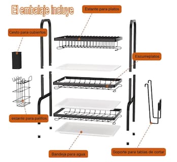 Foto 4 | Escurridor De Platos Xtellar De 3 Niveles Color Negro