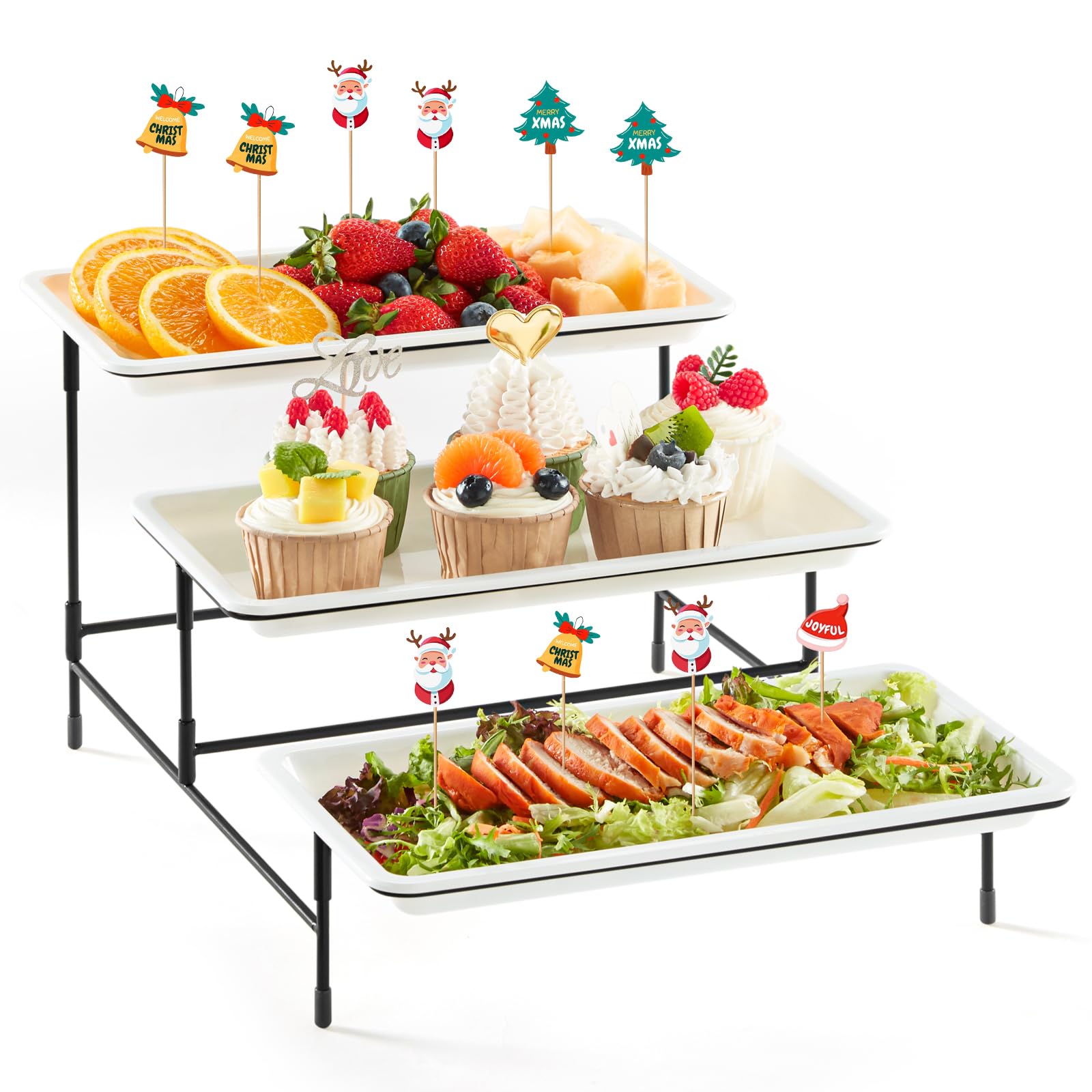 Foto 2 pulgar | Bandeja Para Servir Lifewit De 3 Niveles De Plástico Blanca Con Soporte 49,5 X 30,5 - Venta Internacional.
