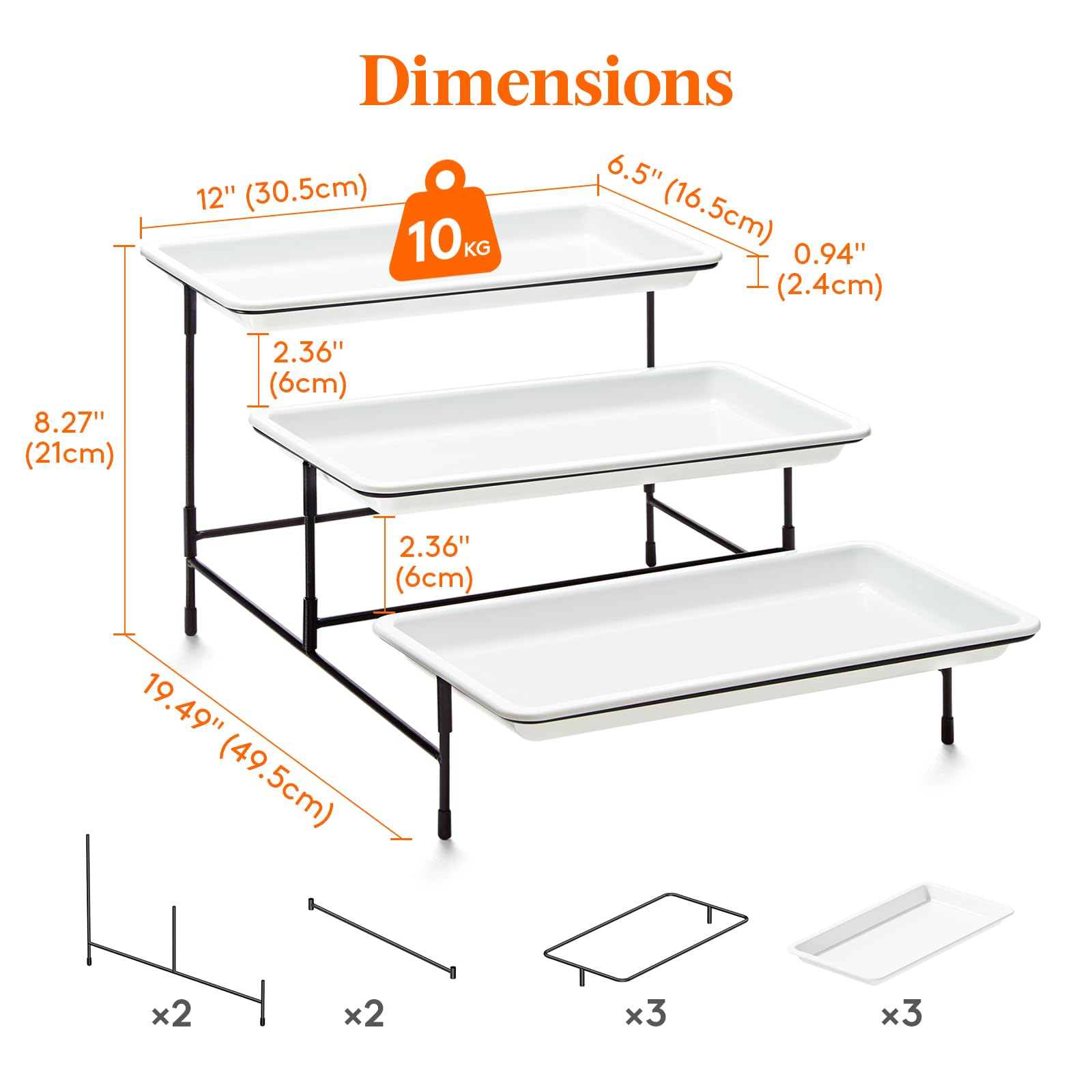 Foto 3 pulgar | Bandeja Para Servir Lifewit De 3 Niveles De Plástico Blanca Con Soporte 49,5 X 30,5 - Venta Internacional.