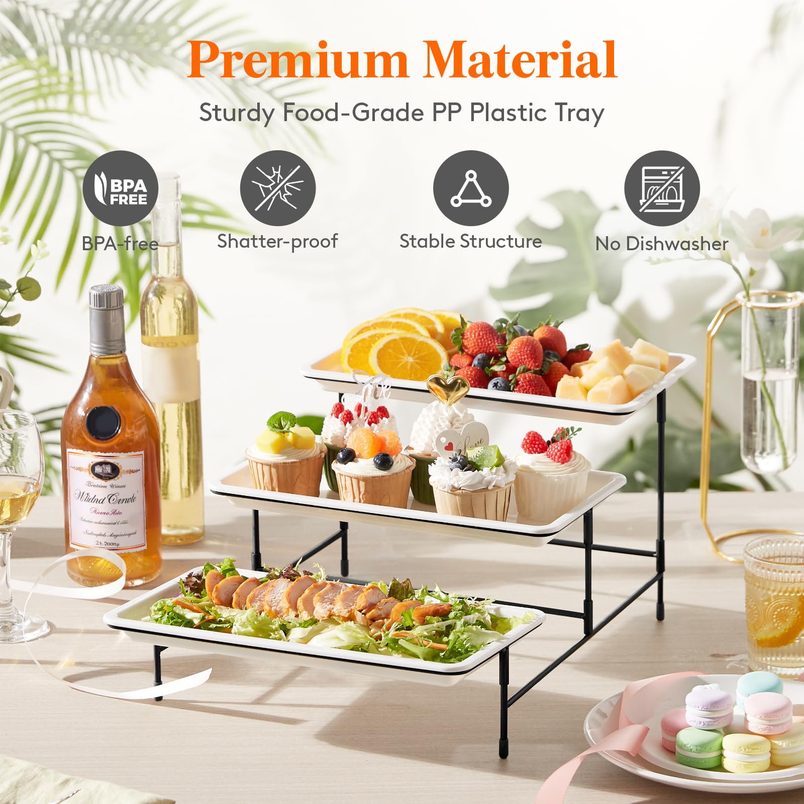 Foto 6 pulgar | Bandeja Para Servir Lifewit De 3 Niveles De Plástico Blanca Con Soporte 49,5 X 30,5 - Venta Internacional.