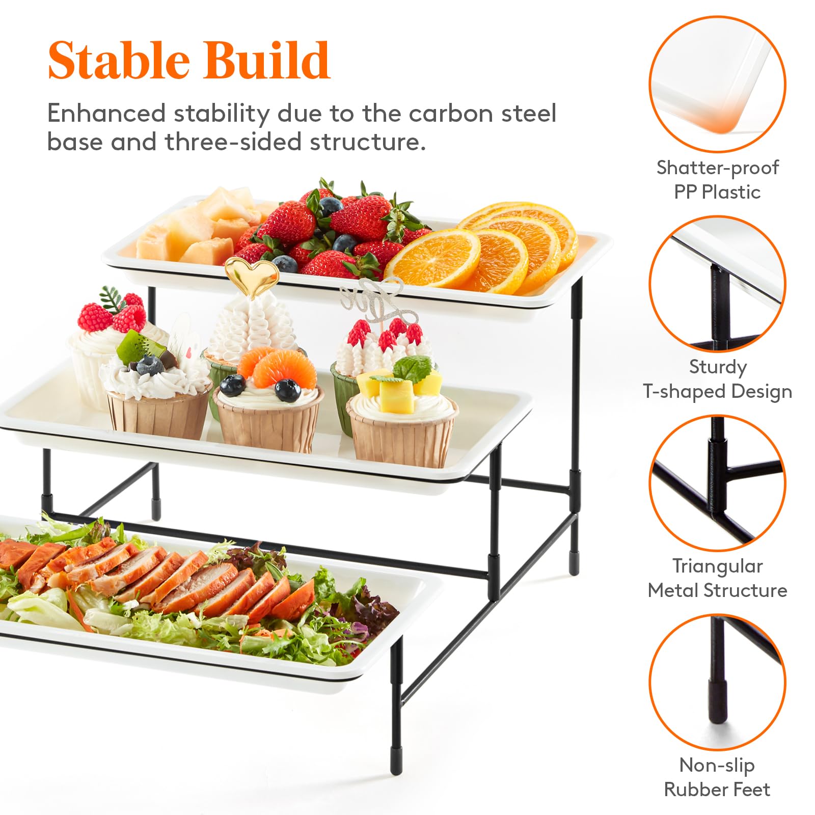 Foto 7 pulgar | Bandeja Para Servir Lifewit De 3 Niveles De Plástico Blanca Con Soporte 49,5 X 30,5 - Venta Internacional.