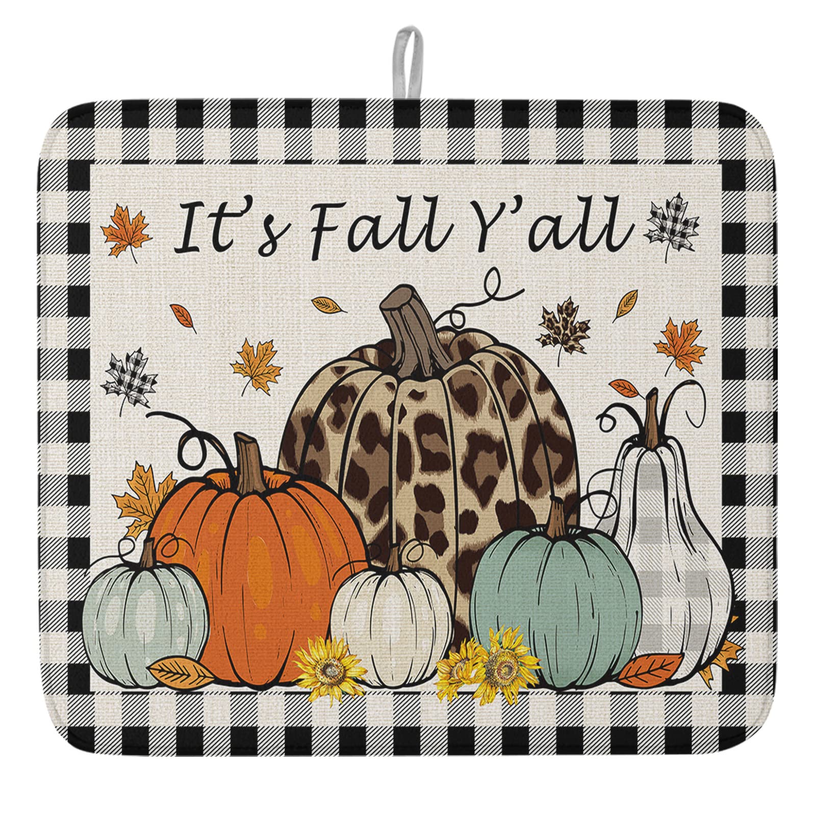 Foto 1 | Alfombrilla Para Secar Platos Loopop, Otoño, Acción De Gracias, Calabaza, 45 X 60 Cm - Venta Internacional.