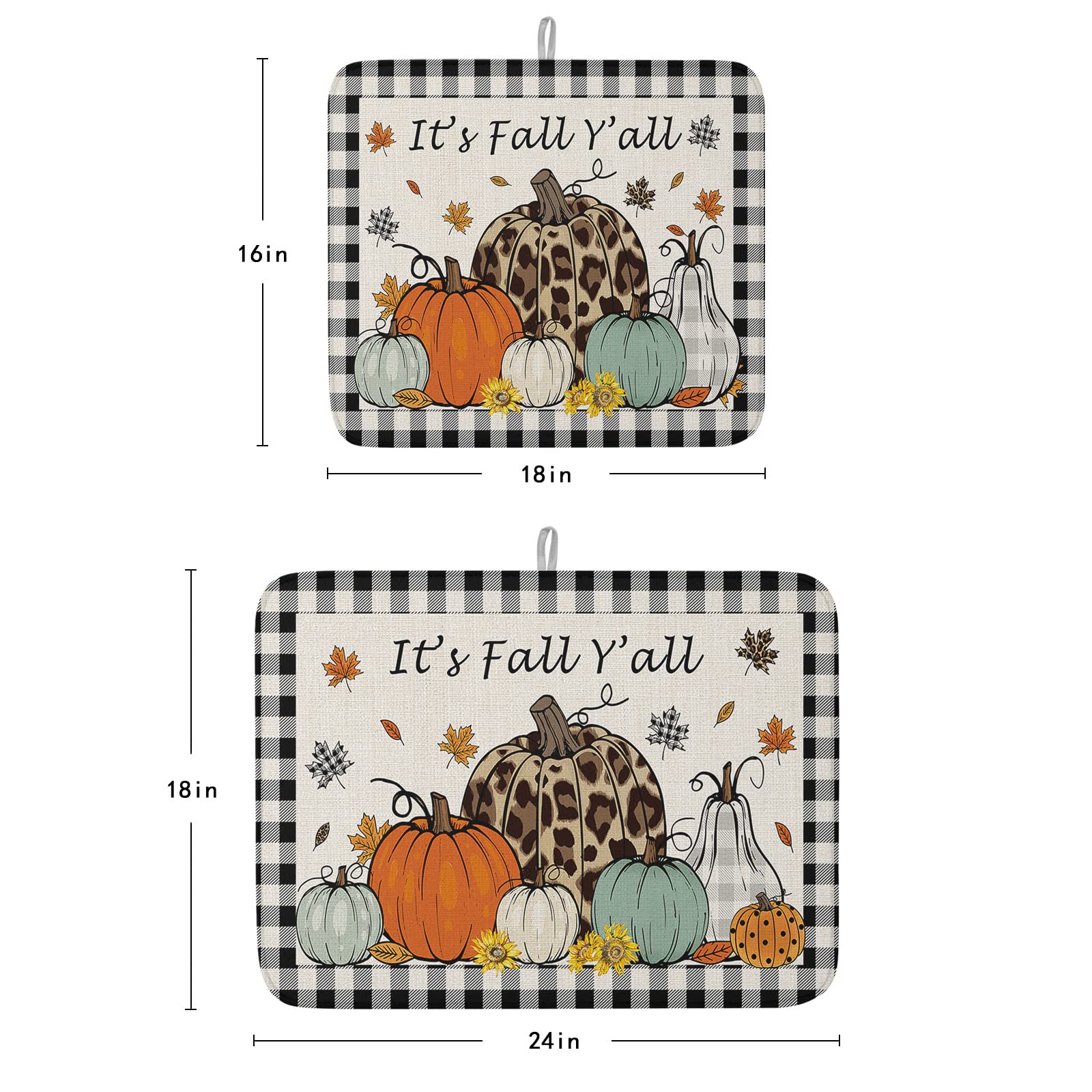 Foto 5 | Alfombrilla Para Secar Platos Loopop, Otoño, Acción De Gracias, Calabaza, 45 X 60 Cm - Venta Internacional.