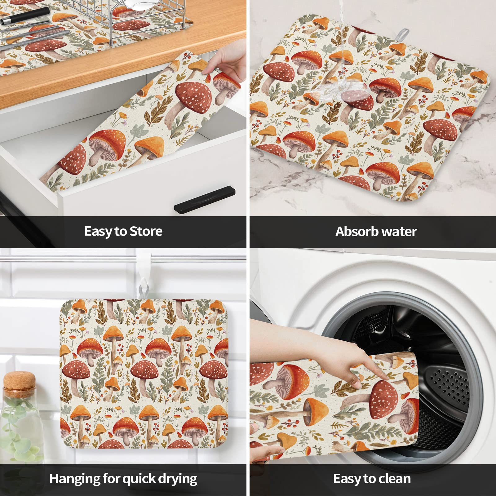Foto 4 | Tapete Para Secar Platos Loopop, Absorbente De Hongos, Otoño Y Acción De Gracias - Venta Internacional.