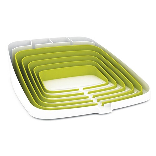 Escurridor Para Platos De Plástico Auto Drenante  Color Verde/arena