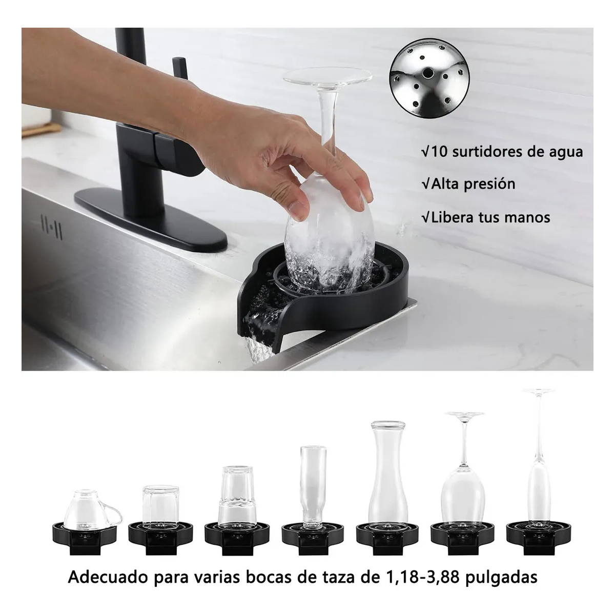 Foto 3 pulgar | Lavador De Vasos Enjuagadoras Automáticas De Vasos A Presión Eo Safe Imports Esi-20623 Negro