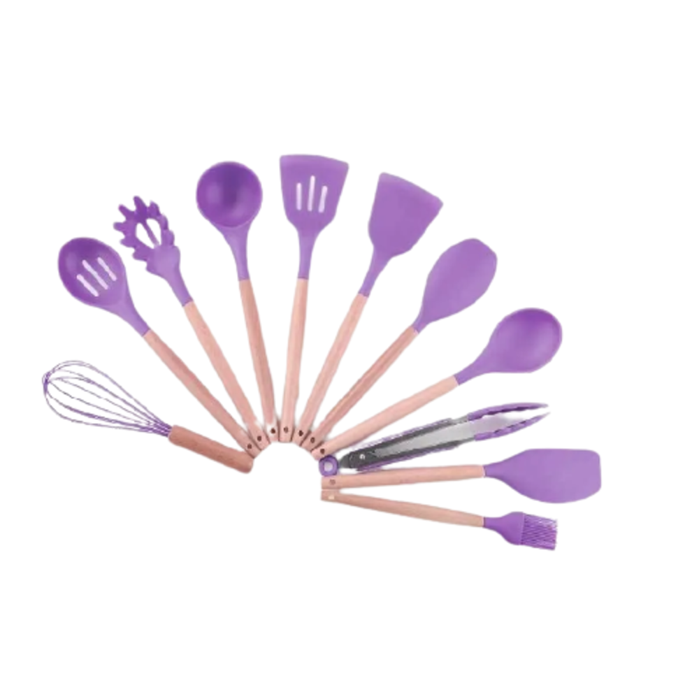 Foto 2 pulgar | Set de 12 Espátulas Malubero con Brochas de Silicona Antiadherente color Púrpura