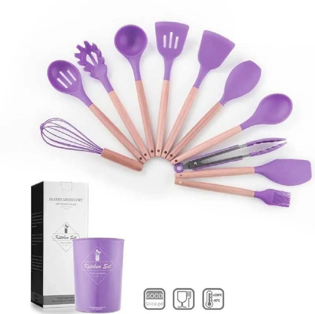Foto 3 pulgar | Set de 12 Espátulas Malubero con Brochas de Silicona Antiadherente color Púrpura