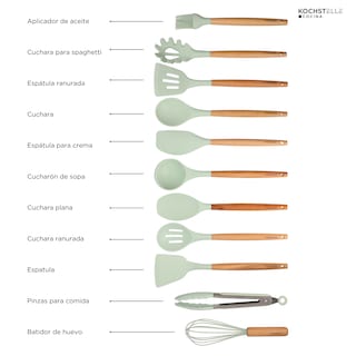 Foto 5 | KOCHSTELLE Juego de Utensilios de Cocina Color Verde, Silicón con Madera 13 piezas