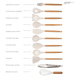 Foto 4 | KOCHSTELLE Juego de Utensilios de Cocina Color Blanco, Silicón con Madera 13 piezas