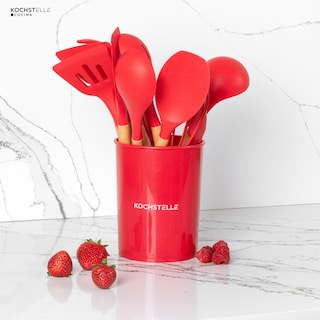 Foto 5 | KOCHSTELLE Juego de Utensilios de Cocina Color Rojo, Silicón con Madera 13 piezas