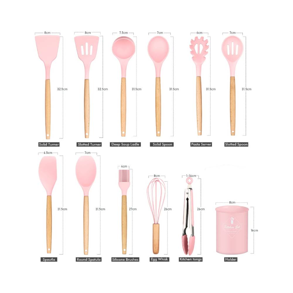 Foto 3 | Juego Utensilios de Cocina de Silicona 12 Pzs color Rosa