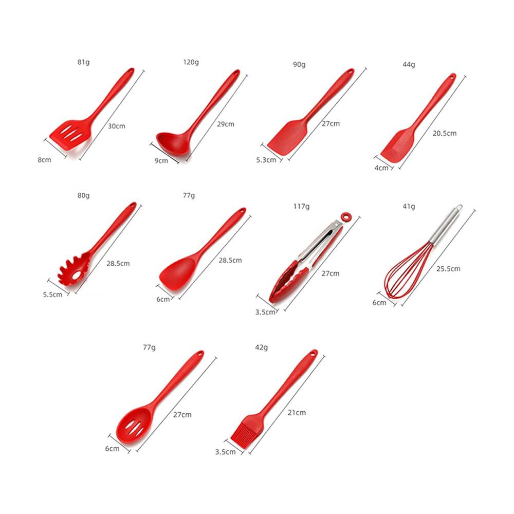 Foto 4 pulgar | Juego Utensilios de Cocina Shop Mall color Rojo de Silicona con 12 Piezas