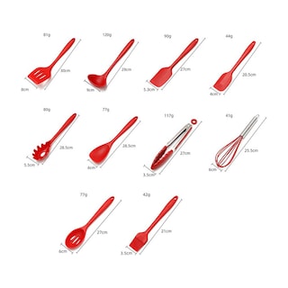 Foto 3 | Juego Utensilios de Cocina Shop Mall color Rojo de Silicona con 12 Piezas