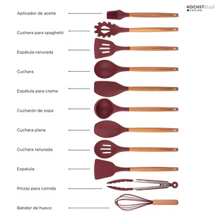 Foto 4 | KOCHSTELLE Juego de Utensilios de Cocina Color Vino, Silicón con Madera 13 piezas