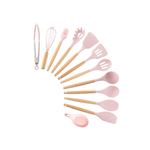 Utensilios de Silicona para Cocina 12pz color Rosa