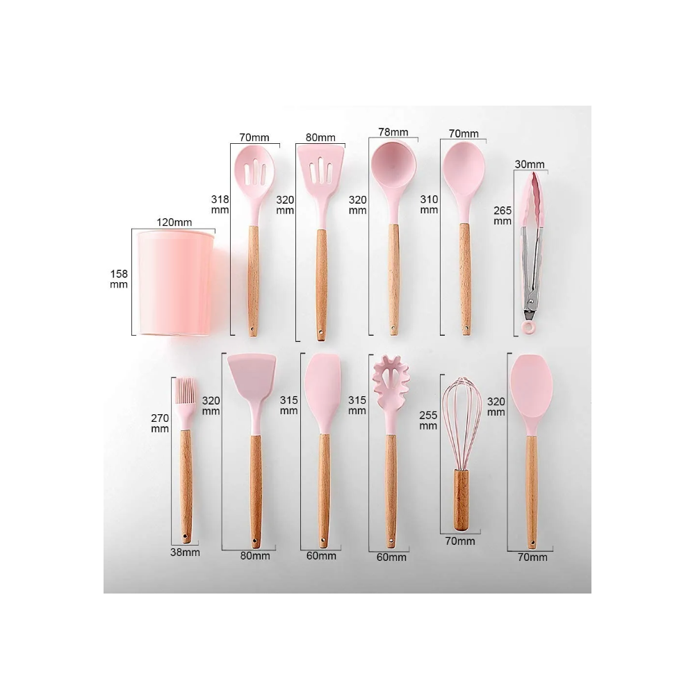 Foto 4 pulgar | Utensilios de Silicona para Cocina 12pz color Rosa