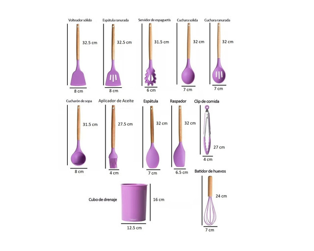 Foto 3 | Utensilios de Cocina Frutivegie Silicón Ll12 color Púrpura