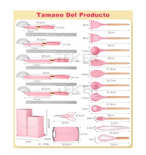 Foto 4 | Juego de Utensilios de Cocina Belug color Rosa 19 Piezas