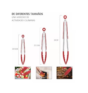 Foto 2 | Pinzas de Cocina Silicona y Acero Inoxidable color Rojo