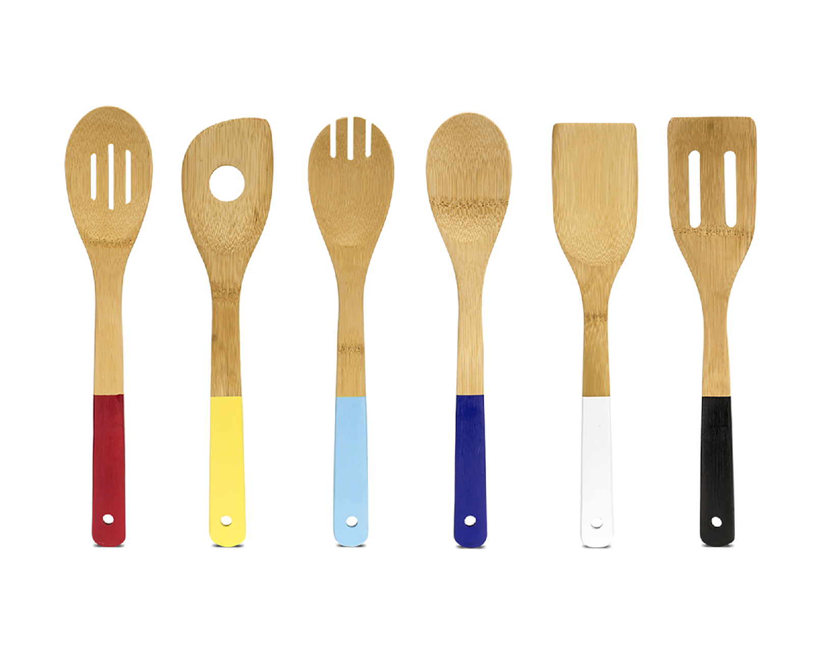 Set De 6 Utensilios De Cocina De Madera, Con Mango De Silicón, 2 Palas, 1 Espátula Y 3 Cucharas, De Bambú