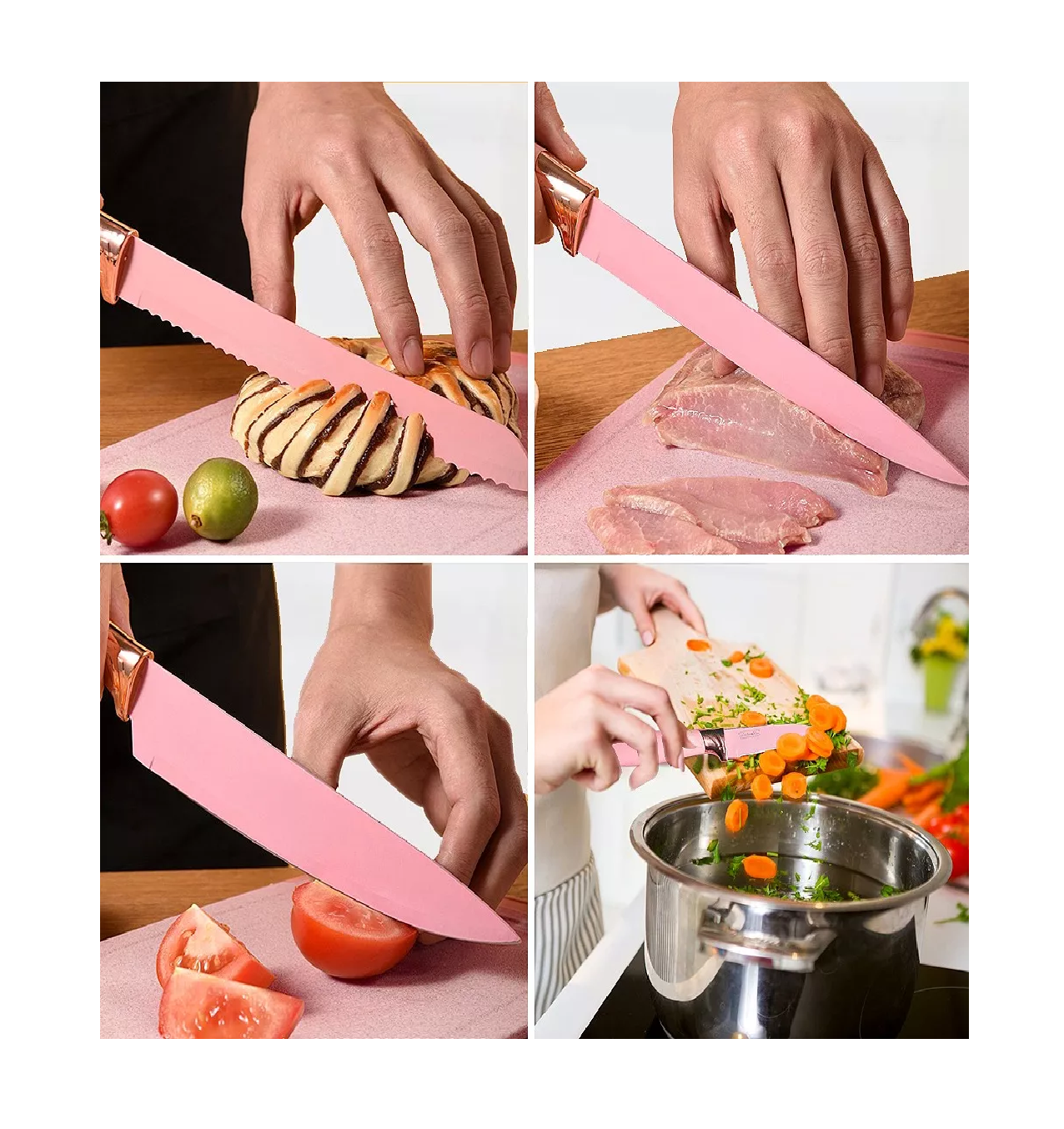 Foto 4 pulgar | Utensilios de Silicona para Cocina + Juego de Cuchillos 19 Piezas color Rosa