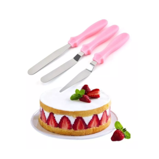 Foto 2 | Espátula Angular Recta Punta Pastel Repostería Fondant 3 Pzs color Rosa con Plata