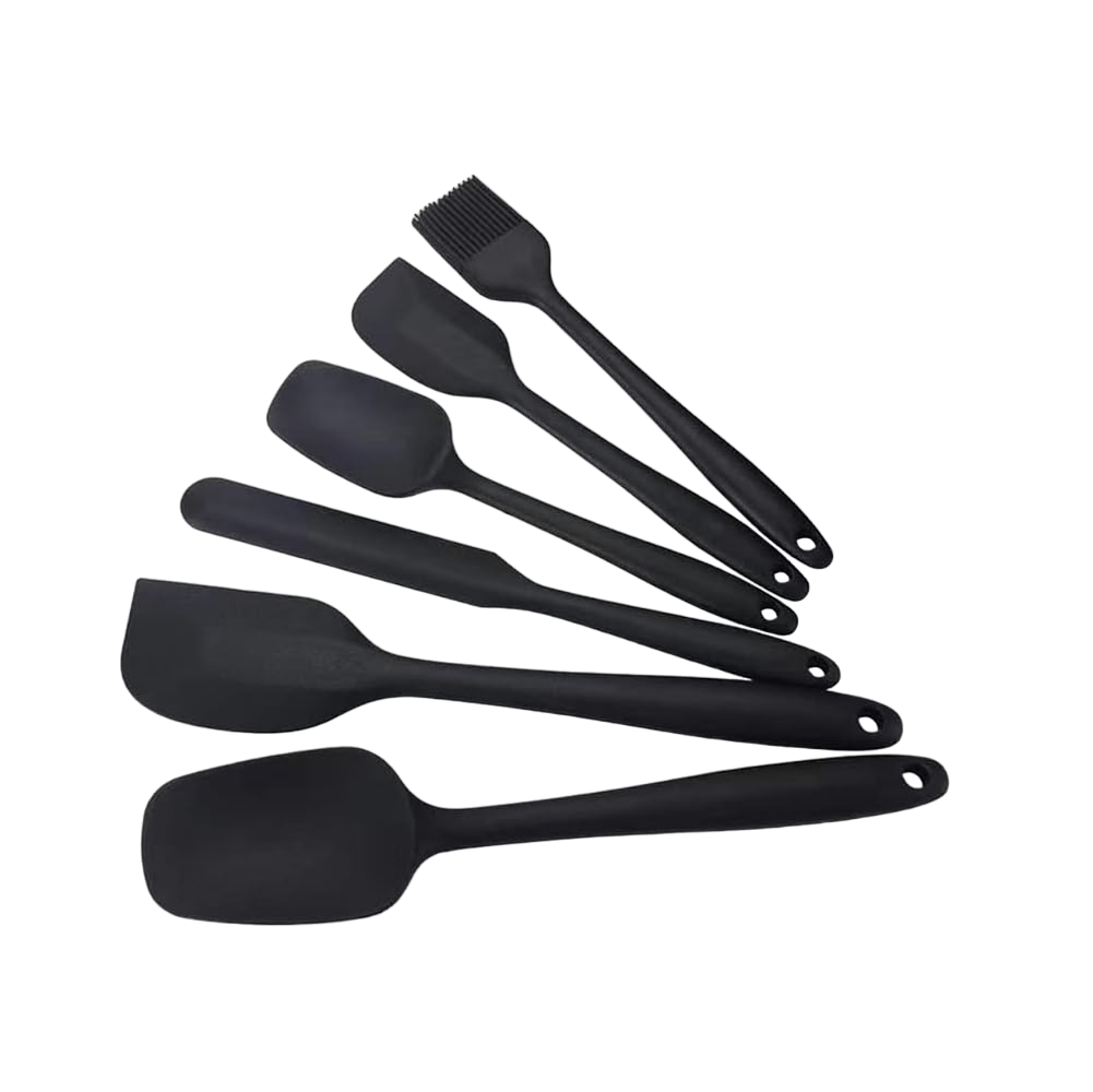 Utensilios de Silicona Negros para Cocina Palas y Espátulas 6 pzas