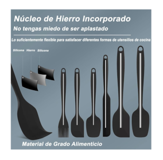 Foto 3 | Utensilios de Silicona Negros para Cocina Palas y Espátulas 6 pzas