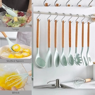 Foto 3 | Utensilios Silicona Cocina Espátula Batidor Volteador Pinzas Verde