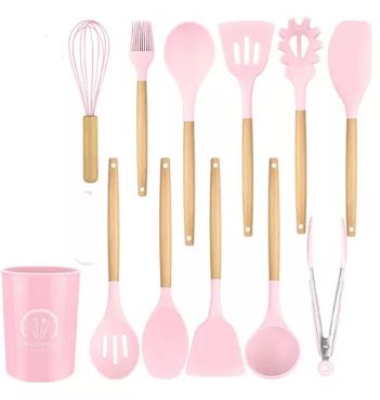 Utensilios de Cocina de Silicona Wünd 12 Pizas Rosa