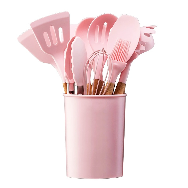 Foto 2 pulgar | Venta Internacional - Juego de Utensilios de Cocina Silicona Antiadherente Rosas