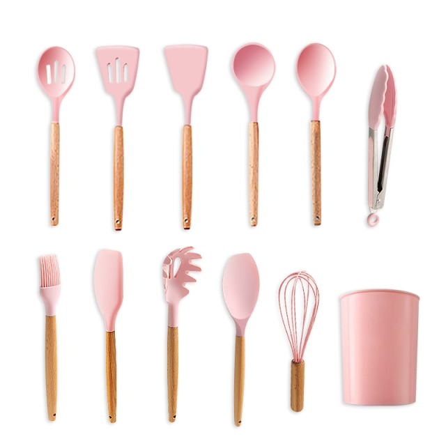 Foto 3 pulgar | Venta Internacional - Juego de Utensilios de Cocina Silicona Antiadherente Rosas