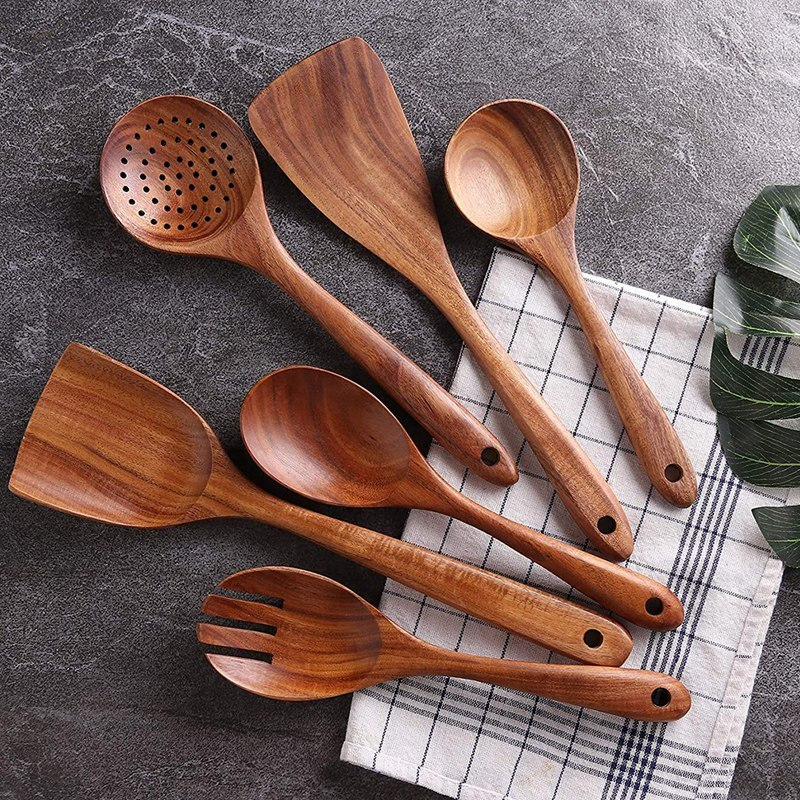 Foto 4 pulgar | Venta Internacional - Juego de Utensilios de Cocina Cucharas y Espátulas de Madera