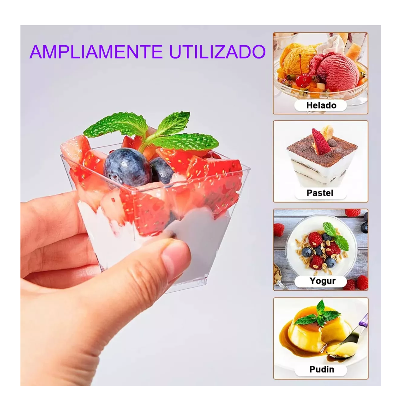 Foto 5 pulgar | Vasos De Plástico Con Cucharas Para Postres, 100 Piezas Transparente