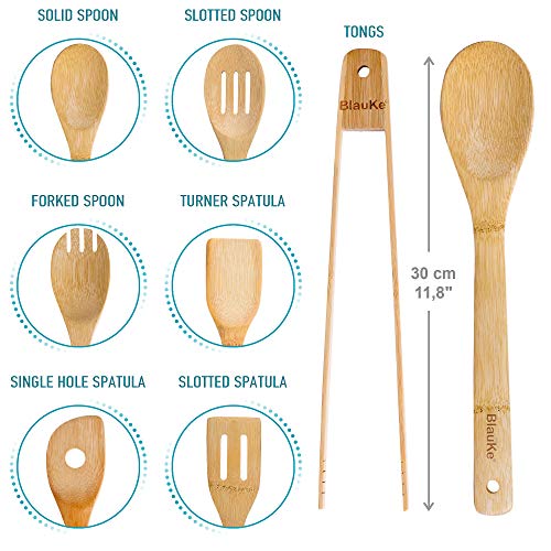 Foto 4 pulgar | Venta Internacional - Set De Utensilios De Cocina Blauke De Madera De Bambú, 7 Piezas