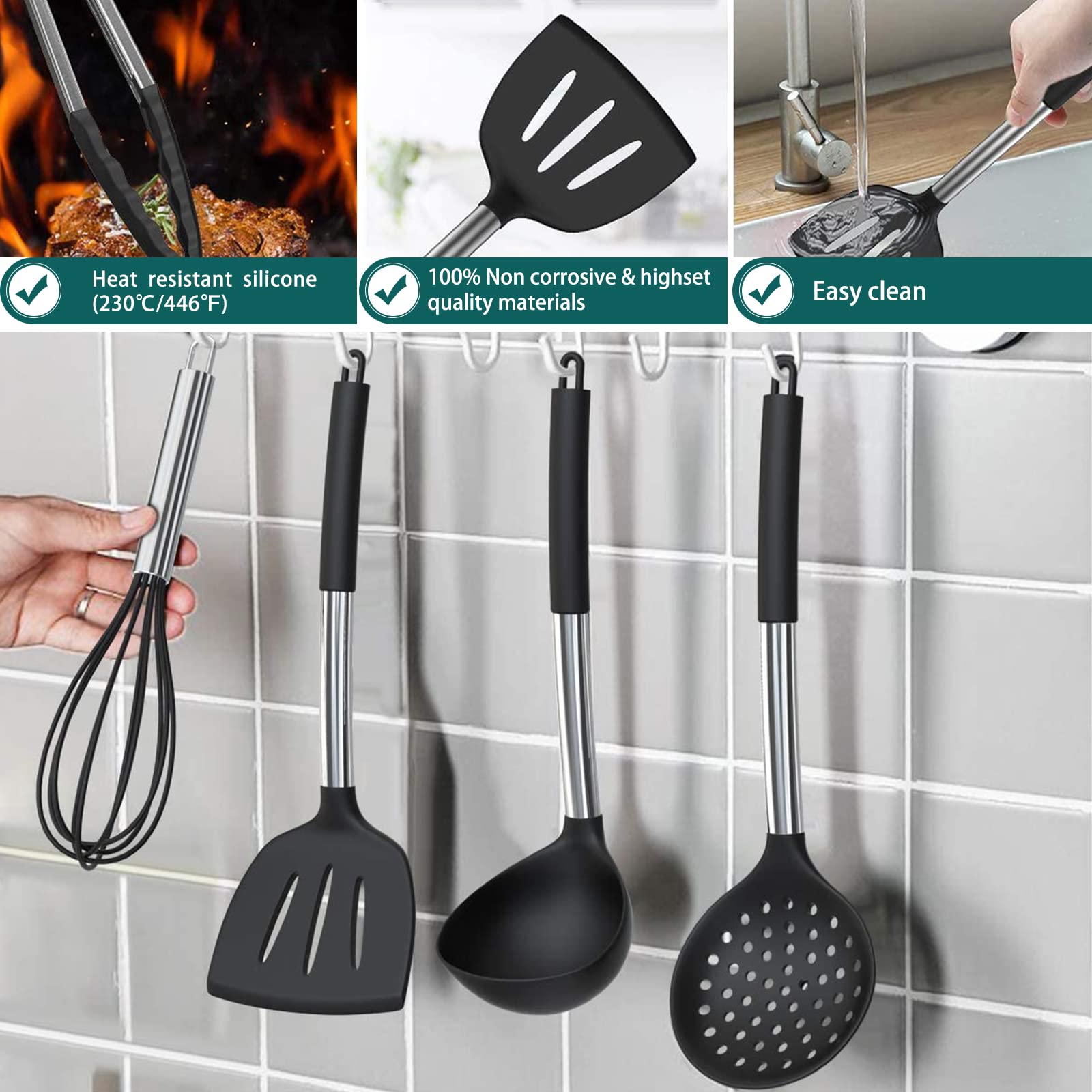 Foto 7 pulgar | Juego De Utensilios De Cocina Umite Chef Silicone 15 Piezas Con Acero Inoxidable S - Venta Internacional.