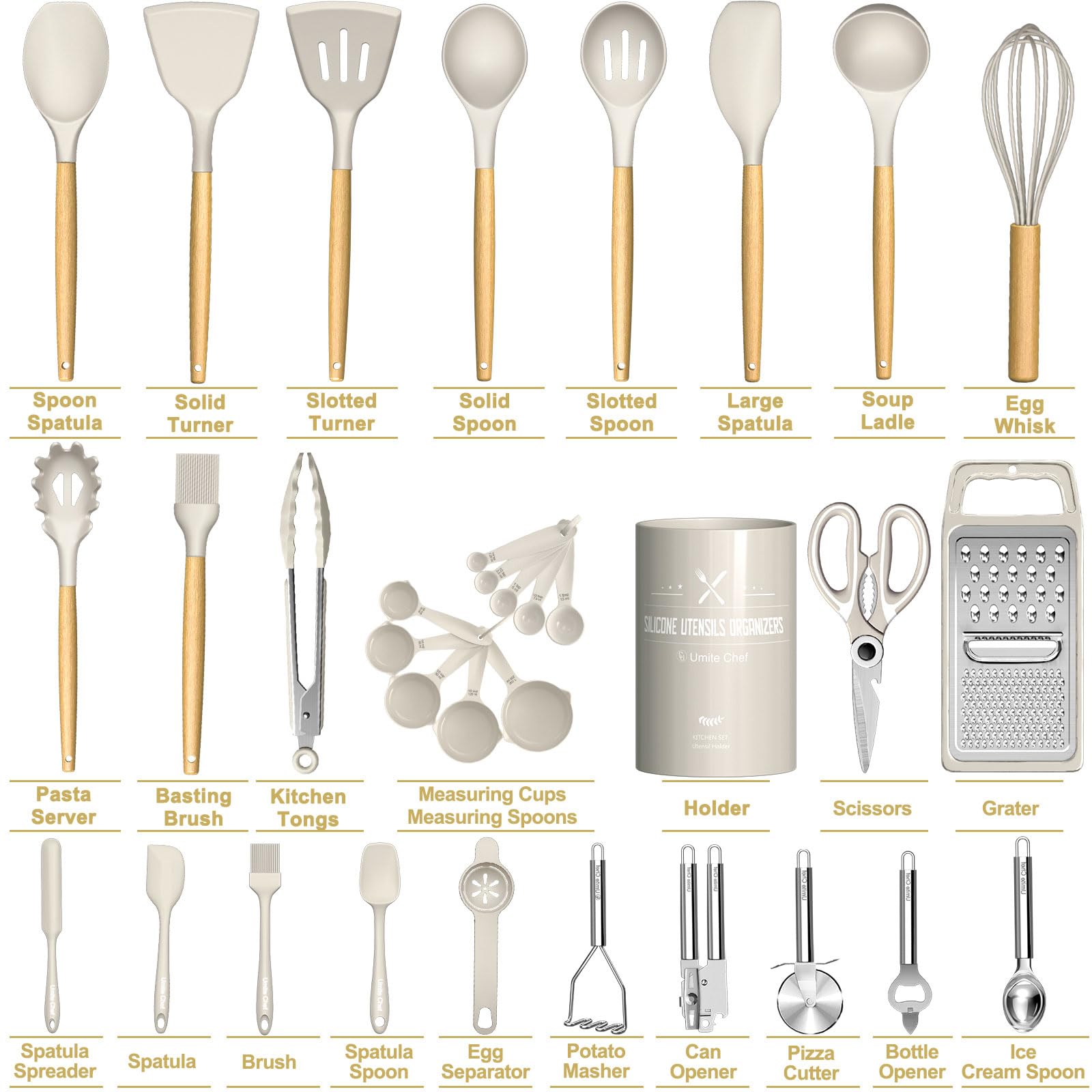 Foto 3 pulgar | Juego De Utensilios De Cocina Umite Chef Silicone 34 Piezas Con Rallador - Venta Internacional.