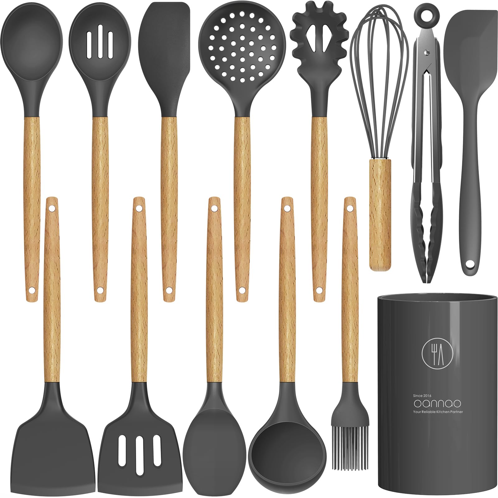 Foto 1 | Juego De Utensilios De Cocina Oannao, 14 Piezas, Silicona Resistente Al Calor - Venta Internacional.