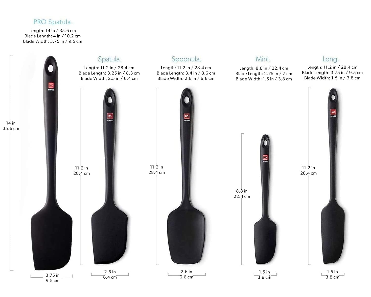 Foto 6 pulgar | Set de Espátulas de Silicona Di Oro Living 5 Piezas Negro - Venta Internacional