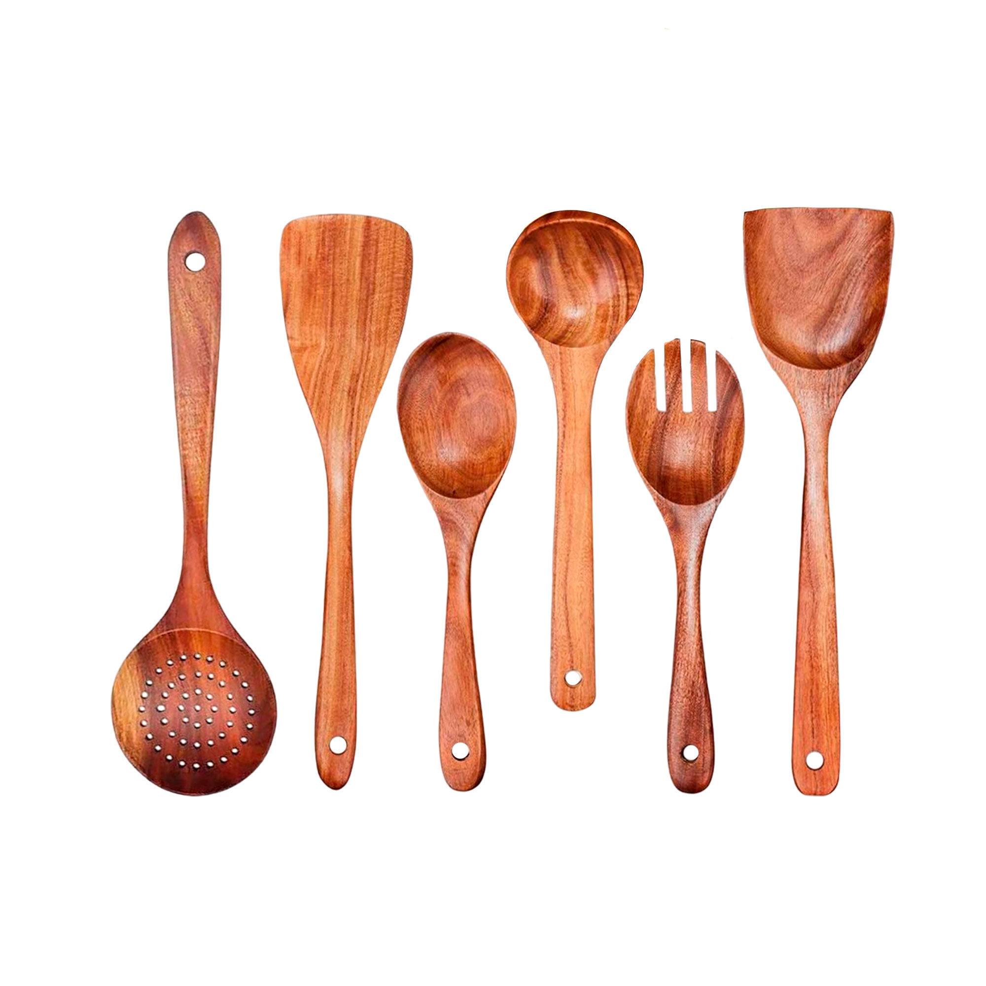 Foto 2 pulgar | Juego De 6 Cucharas Para Cocinar De Madera Bluelander