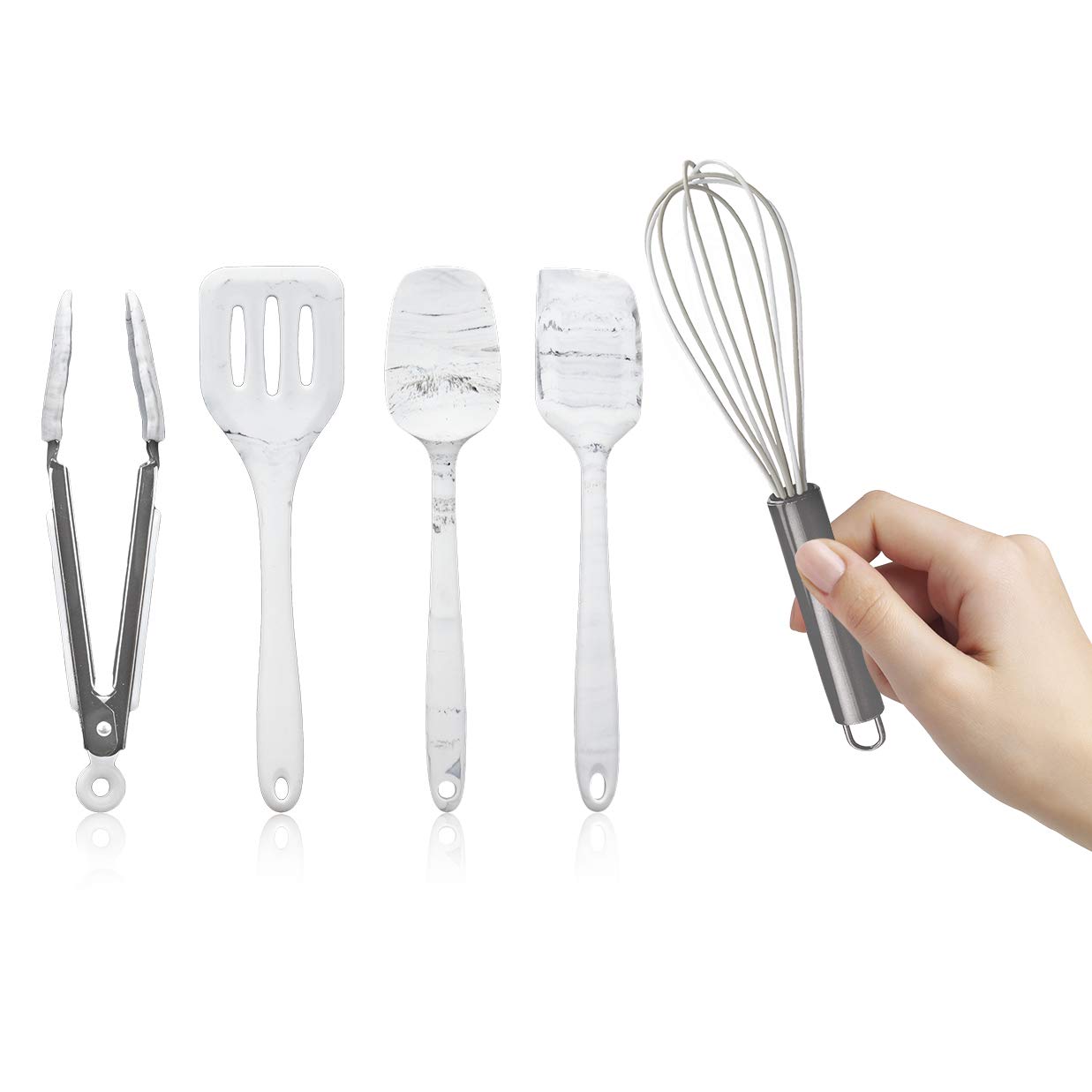 Minijuego De Utensilios De Cocina Cook With Color Mármol Blanco/plomizo - Venta Internacional.